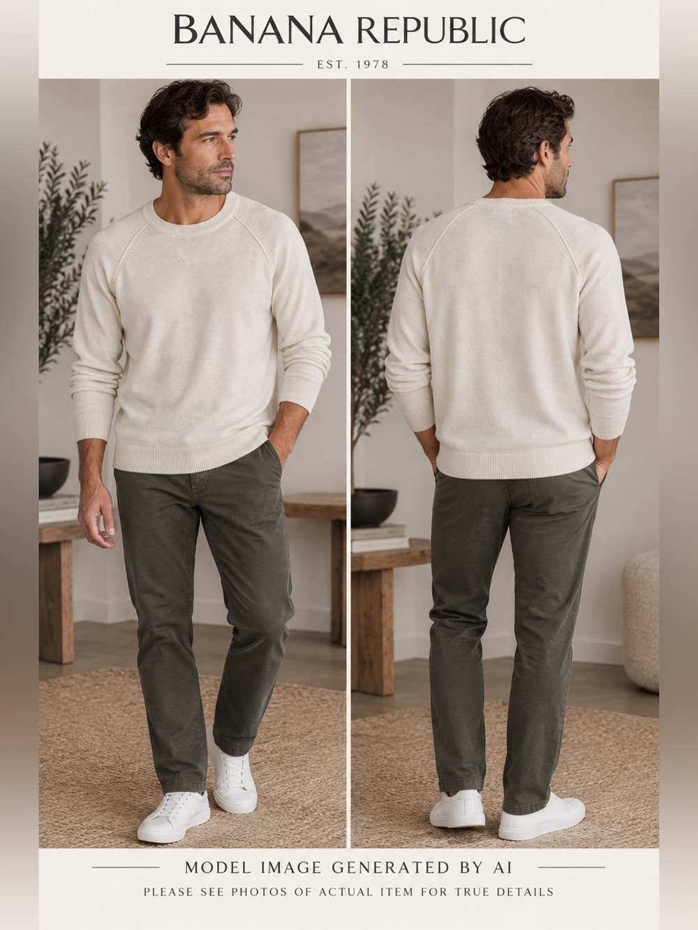 Banana Republic 100% Merino Wool Crewneck Sweater XL Lightweight Minimalist